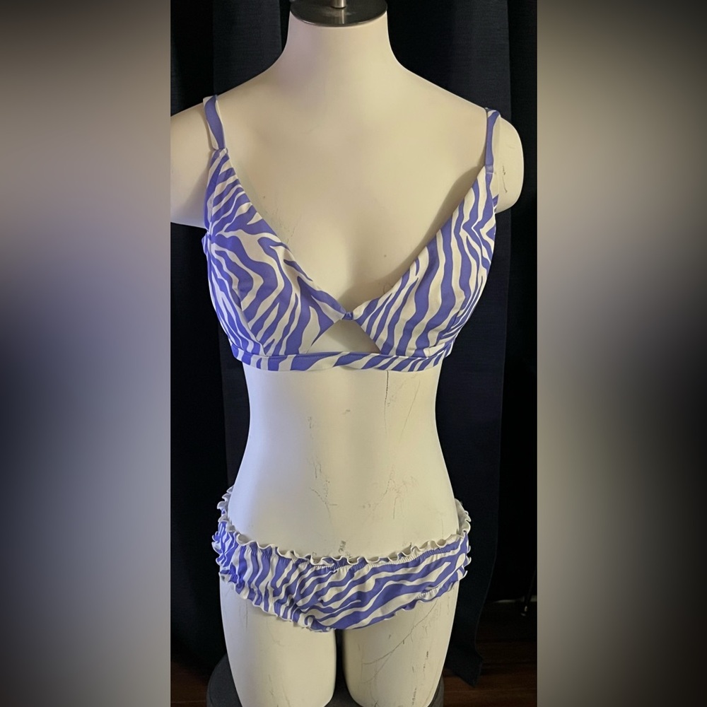 Purple and White Zebra Print Bikini Set